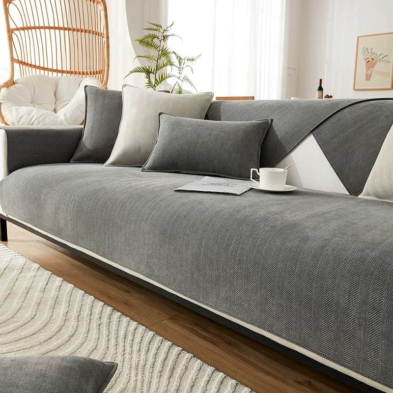 Herringbone Chenille Fabric Furniture Protector Couch Cover gsft-9006