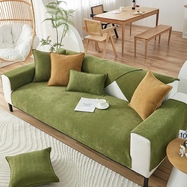 Herringbone Chenille Couch Cover – Pet-Proof Furniture Protector – gsft-9006 detail showing the dotted non-slip backing