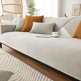 Beige option for the Herringbone Chenille Couch Cover – Pet-Proof Furniture Protector – gsft-9006