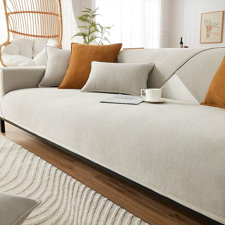 Beige option for the Herringbone Chenille Couch Cover – Pet-Proof Furniture Protector – gsft-9006