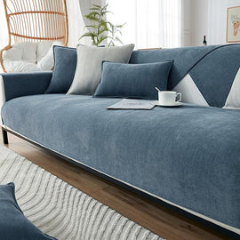 Dark blue option for the Herringbone Chenille Couch Cover – Pet-Proof Furniture Protector – gsft-9006