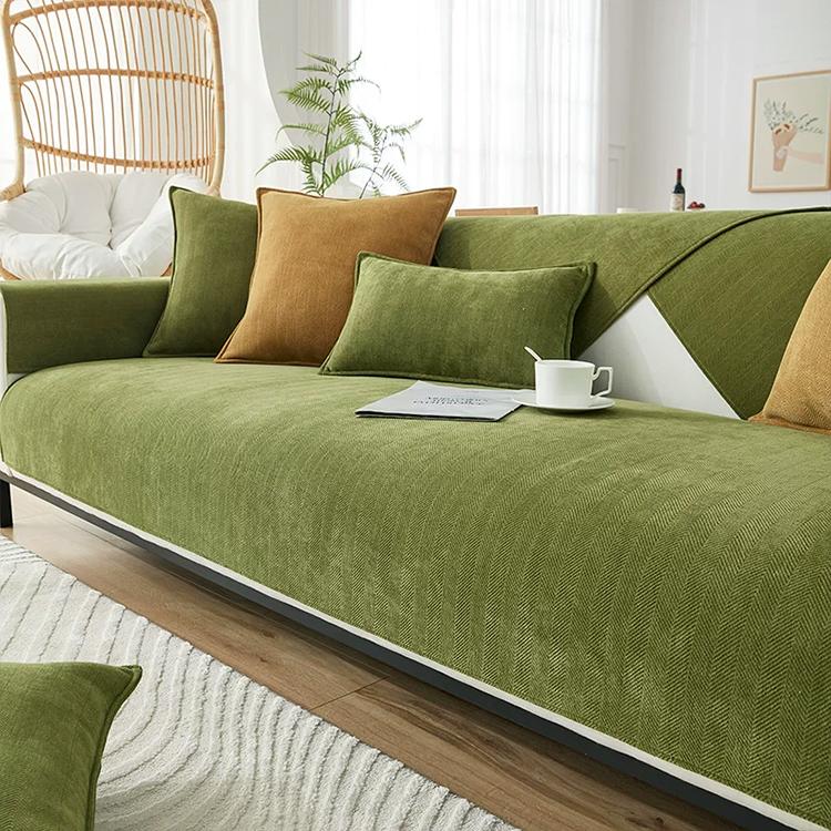 Green option for the Herringbone Chenille Couch Cover – Pet-Proof Furniture Protector – gsft-9006