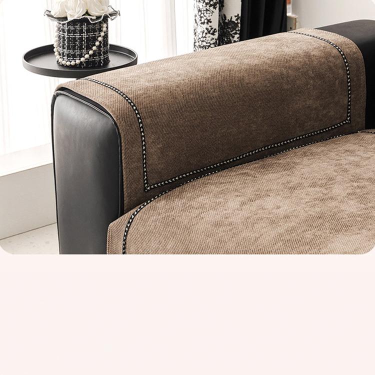 Contrast-Trim Chenille Couch Cover detail showing matching cushion covers