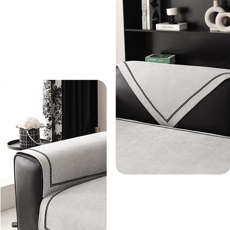 Contrast-Trim Chenille Couch Cover detail showing the fine chenille weave