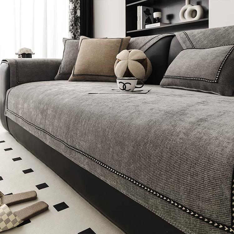 Dark gray option for the Contrast-Trim Chenille Couch Cover