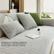 Herringbone Chenille Couch Cover detail showing a coordinated sofa arrangement