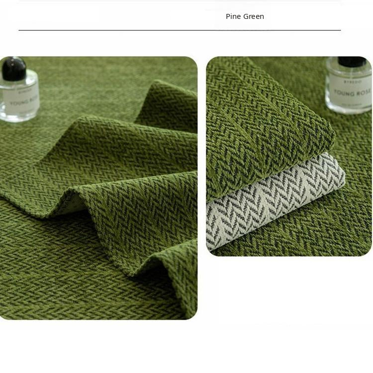 Herringbone Chenille Couch Cover detail showing the modular placement guide