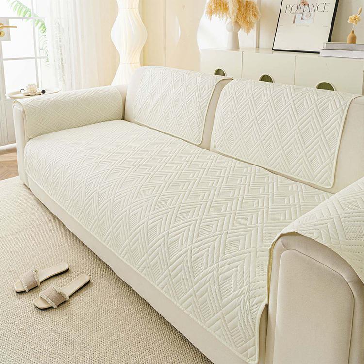 Beige Style 1 option for the Water-Resistant Geometric Quilted Couch Cover
