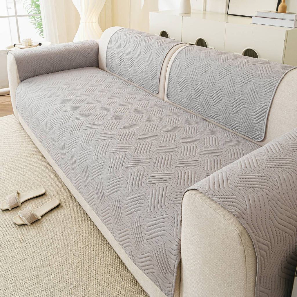 Light gray Style 2 option for the Water-Resistant Geometric Quilted Couch Cover