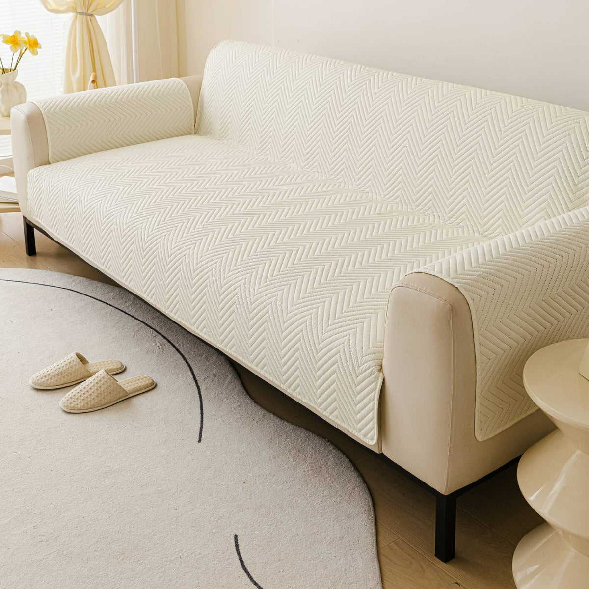 Beige Style 3 option for the Water-Resistant Geometric Quilted Couch Cover