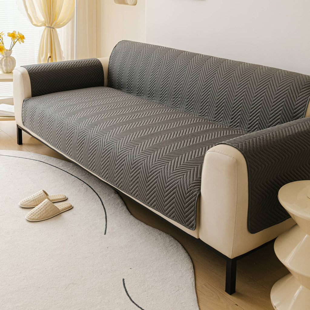 Dark gray Style 3 option for the Water-Resistant Geometric Quilted Couch Cover