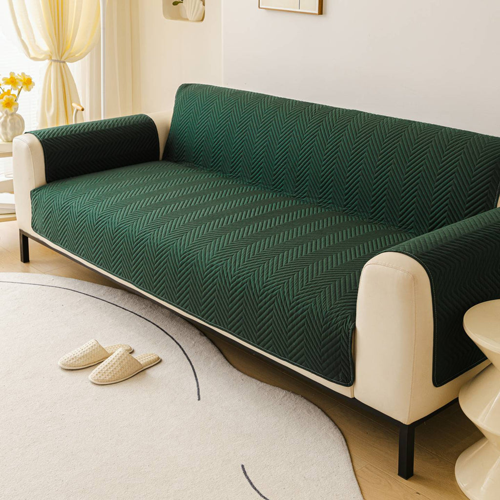 Green Style 3 option for the Water-Resistant Geometric Quilted Couch Cover