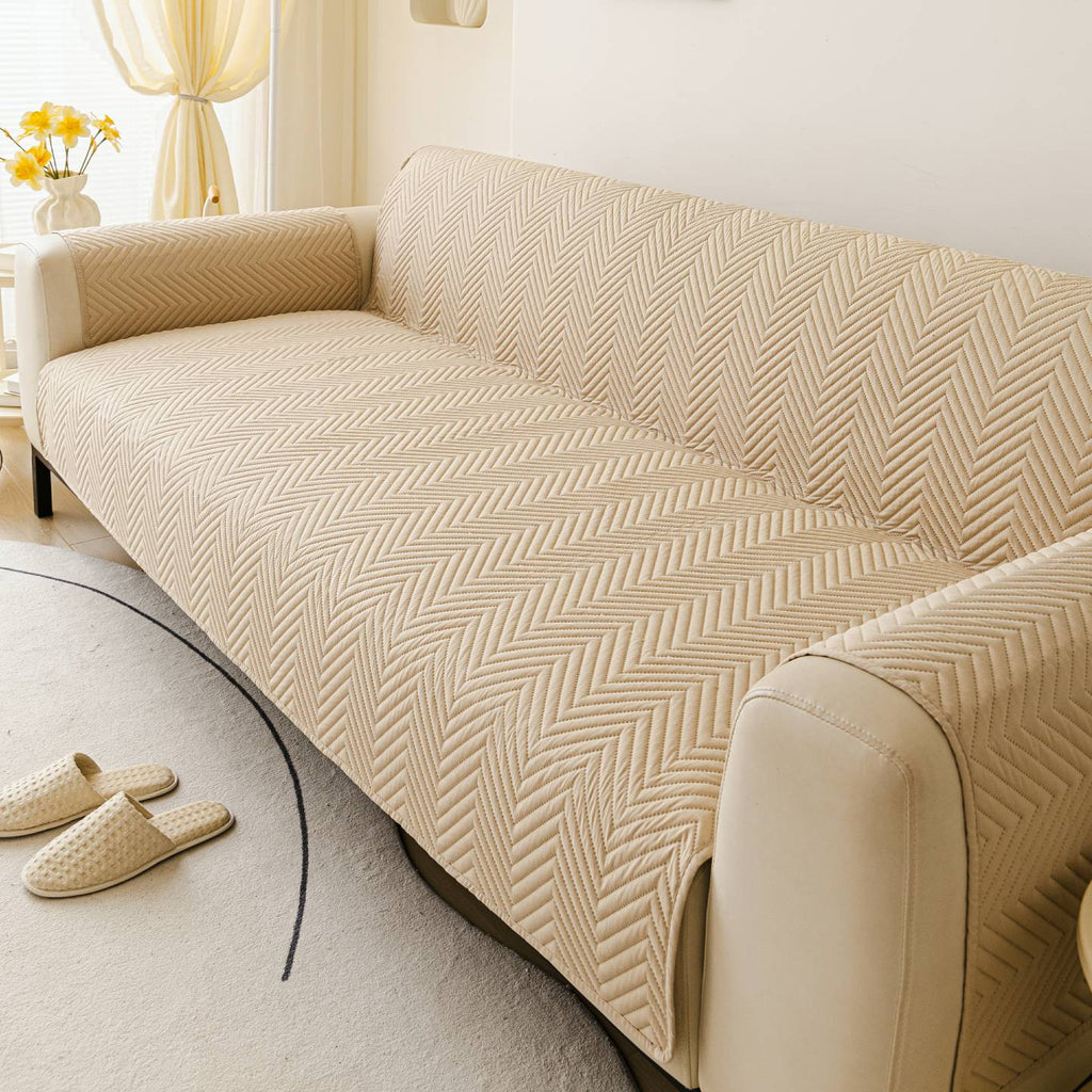 Khaki Style 3 option for the Water-Resistant Geometric Quilted Couch Cover