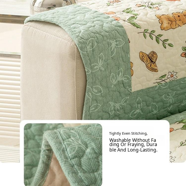 Reversible Patterned Cotton Couch Cover detail showing the reversible construction