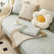 Reversible Patterned Cotton Couch Cover detail showing the geometric stripe design