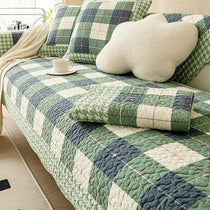 Reversible Patterned Cotton Couch Cover detail showing the botanical print detail