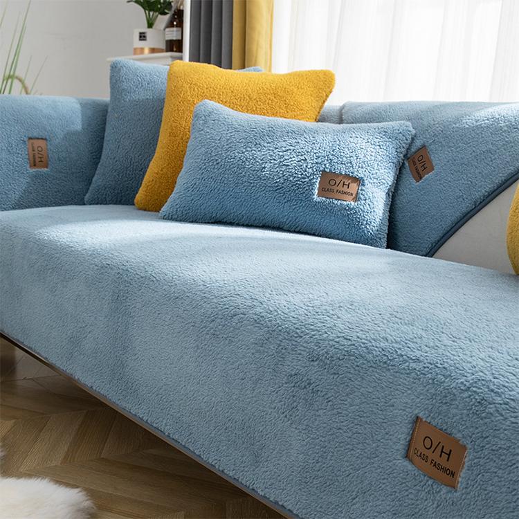 Blue option for the Cozy Faux Sherpa Couch Cover