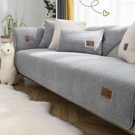 Cozy Faux Sherpa Couch Cover detail showing the soft faux sherpa pile