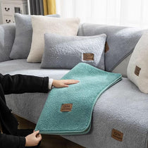 Cozy Faux Sherpa Couch Cover detail showing the dotted anti-slip backing