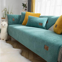 Cozy Faux Sherpa Couch Cover detail showing the available color choices