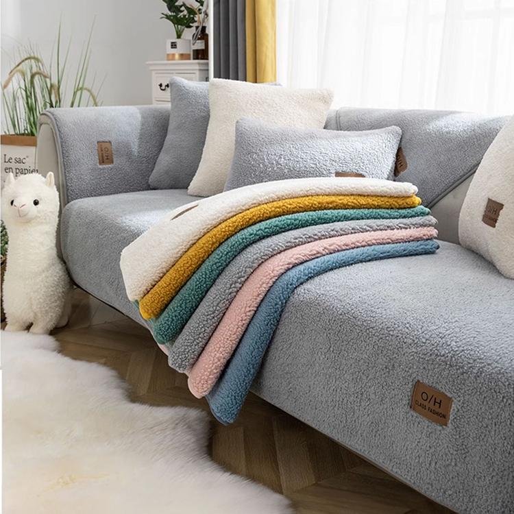 Cozy Faux Sherpa Couch Cover detail showing the dotted anti-slip backing