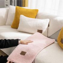 Cozy Faux Sherpa Couch Cover detail showing a coordinated sofa setup