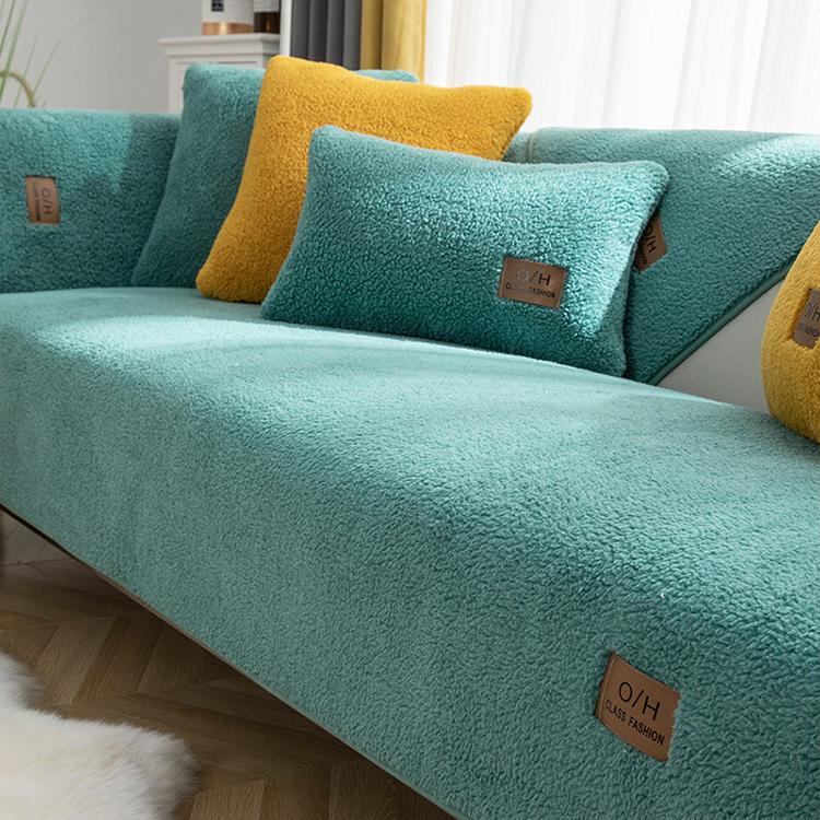 Cozy Faux Sherpa Couch Cover styled across a sofa Main image