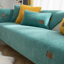 Cozy Faux Sherpa Couch Cover styled across a sofa