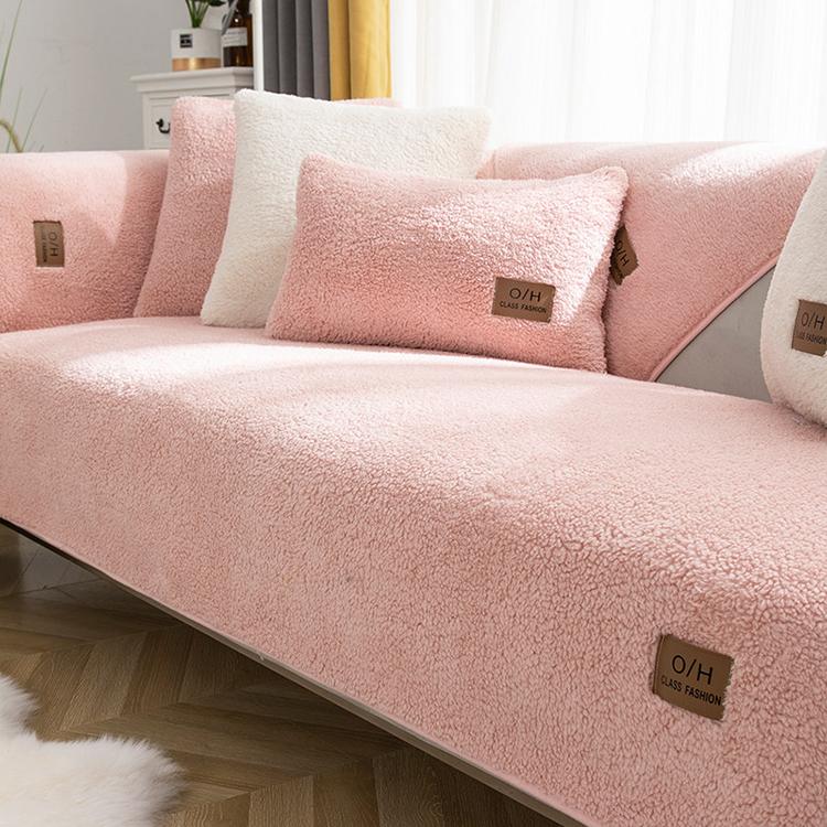 Pink option for the Cozy Faux Sherpa Couch Cover