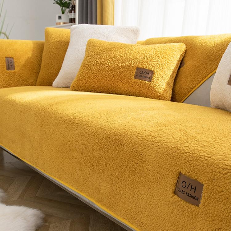 Yellow option for the Cozy Faux Sherpa Couch Cover