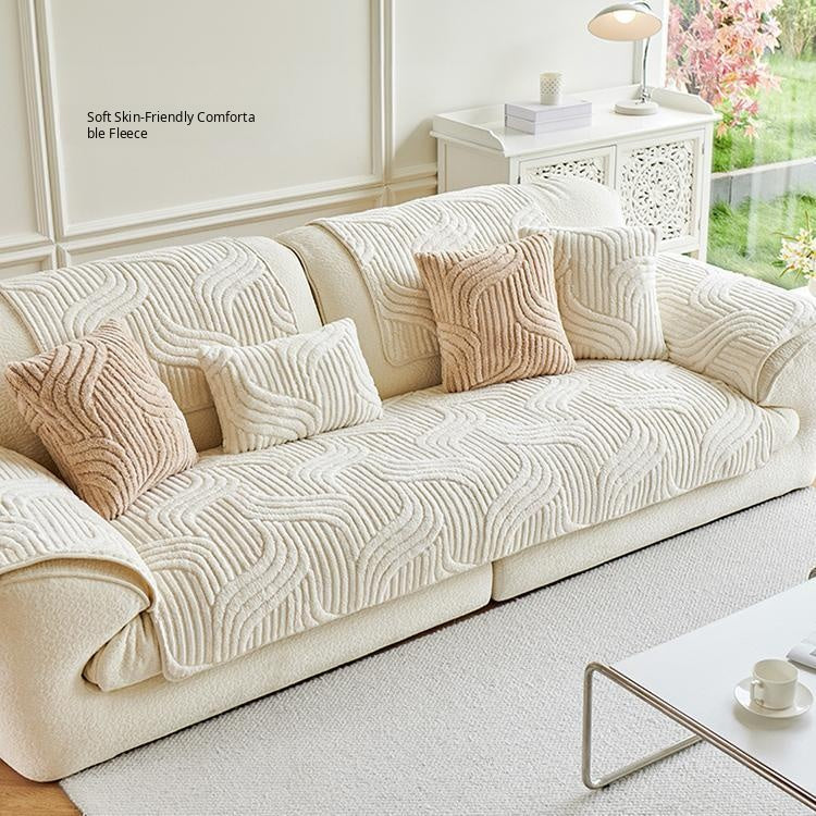 Sculpted Wave Plush Sofa Seat Cover - gsft-9013 Secondary image