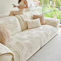 Sculpted Wave Plush Couch Cover detail showing a full-sofa arrangement
