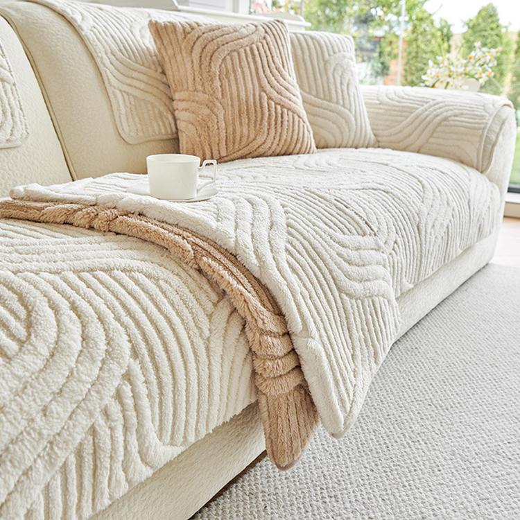 Sculpted Wave Plush Couch Cover detail showing the plush pile in close view