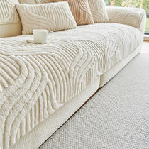 Sculpted Wave Plush Couch Cover detail showing the softly finished edge