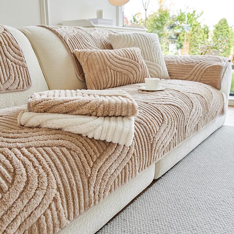 Sculpted Wave Plush Couch Cover detail showing the plush pile in close view