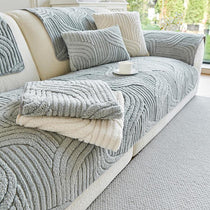 Sculpted Wave Plush Couch Cover detail showing the coordinated neutral palette