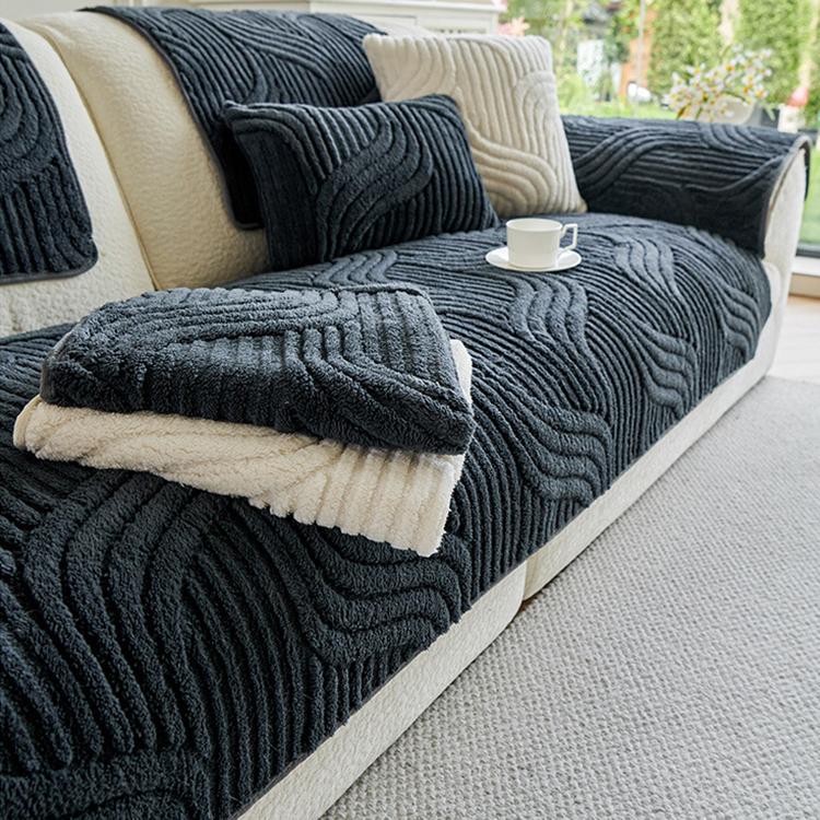 Sculpted Wave Plush Couch Cover detail showing the plush pile in close view