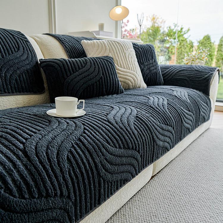Dark gray option for the Sculpted Wave Plush Couch Cover