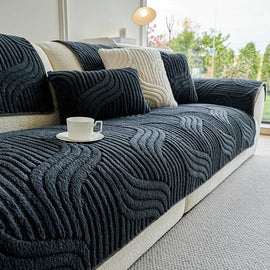 Dark gray option for the Sculpted Wave Plush Couch Cover