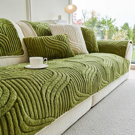 Green option for the Sculpted Wave Plush Couch Cover