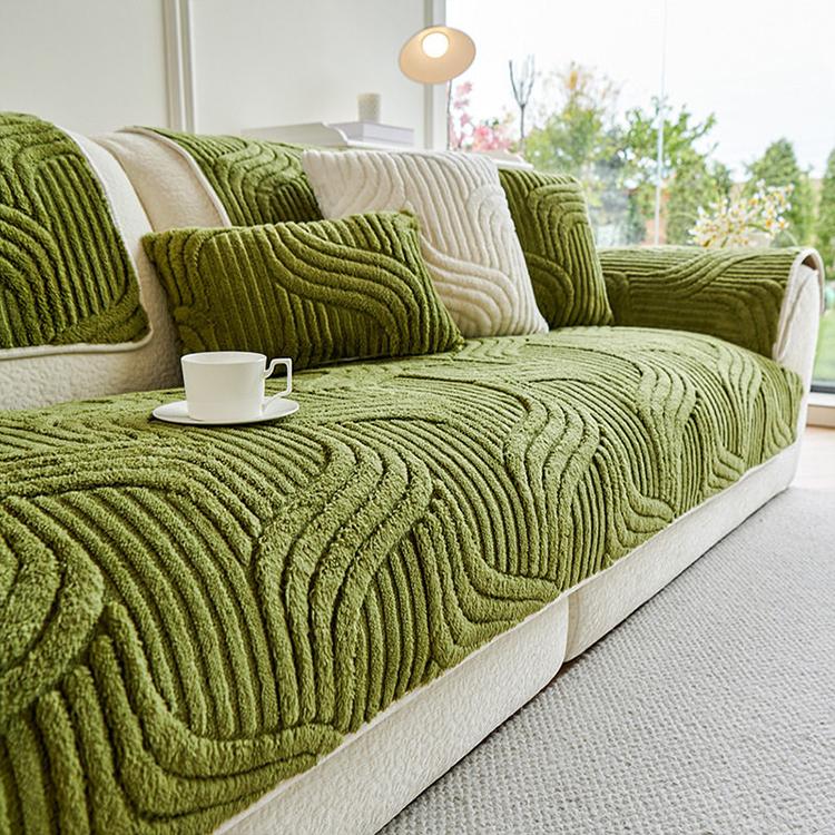 Green option for the Sculpted Wave Plush Couch Cover
