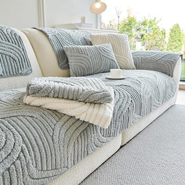 Light gray option for the Sculpted Wave Plush Couch Cover