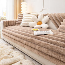 Brown Striped Plush option for the Three-Texture Faux Fur Couch Cover