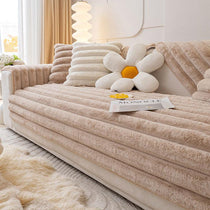 Khaki Striped Plush option for the Three-Texture Faux Fur Couch Cover