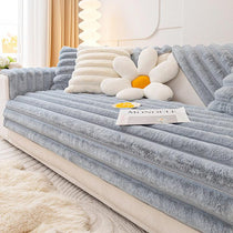 Light blue Striped Plush option for the Three-Texture Faux Fur Couch Cover