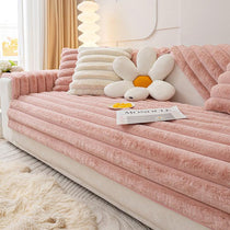 Pink Striped Plush option for the Three-Texture Faux Fur Couch Cover