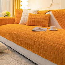 Orange Textured Grid option for the Three-Texture Faux Fur Couch Cover