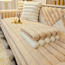 Three-Texture Faux Fur Couch Cover detail showing the thick cushioned pile