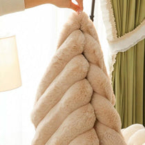 Three-Texture Faux Fur Couch Cover detail showing the non-slip reverse