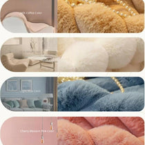 Three-Texture Faux Fur Couch Cover detail showing a coordinated modular sofa arrangement